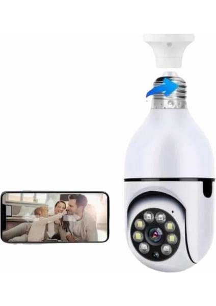 Wifi Güvenlik Kamerası Çift Kameralı Ampule Takılabilir Sensörlü - M706K696-R77706