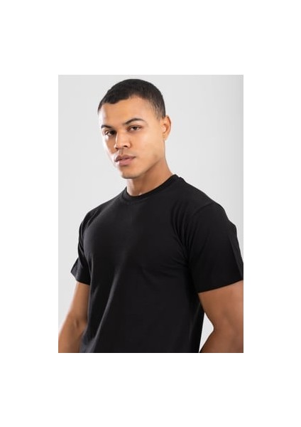 Erkek Sıfır Yaka Pamuklu Fanila Tişört Siyah modelleri