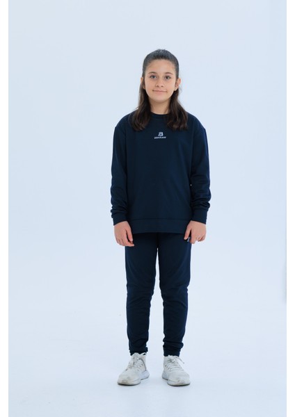 Kız Çocuk Şardonlu Dalgıç Kumaş Eşofman Takımı (Sweatshirt + Tayt)