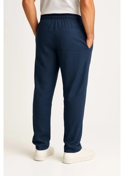 Erkek Keten Pantolon – Cepli, Beli Lastikli ve Bağcıklı, Nefes Alan Rahat Kalıp, Yazlık ve Baharlık Günlük Giyim, Şık & Konforlu Boru Paça Model - Lacivert indirimleri