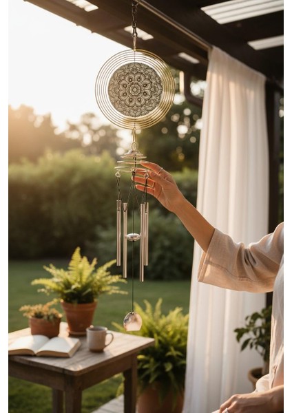 Feng Shui Mandala Temalı Rüzgar Çanı Dış Mekan Bahçe Balkon Süsü Yeni Ev & Arkadaş Hediyesi 60 Cm. fiyatları