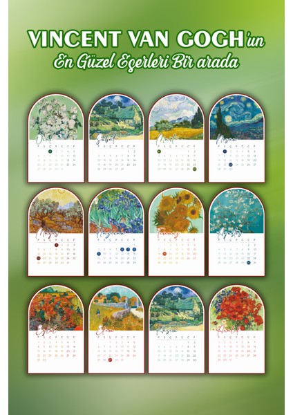 2026 Masa Takvimi - Vincent Van Gogh - Ahşap Ayaklı Stand fırsatları