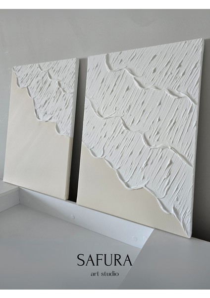 Dokulu Tablo – El Yapımı 3 Boyutlu Alçı Minimalist Dekor, Modern Iskandinav Duvar Sanatı (Dalga No:1 Krem) modelleri