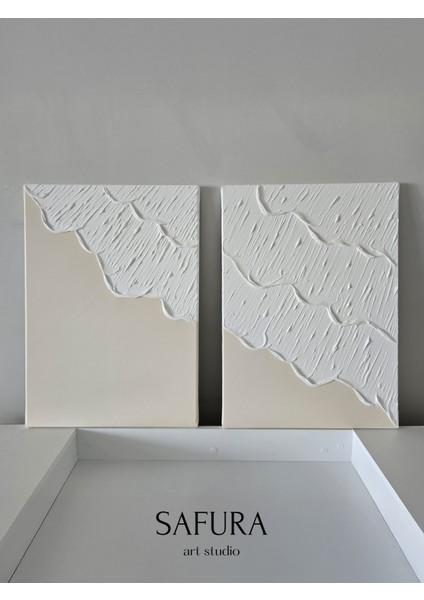 Dokulu Tablo – El Yapımı 3 Boyutlu Alçı Minimalist Dekor, Modern Iskandinav Duvar Sanatı (Dalga No:1 Krem) fırsatları