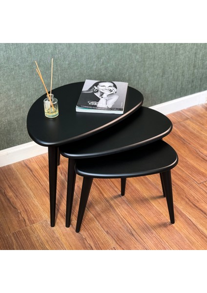 Ahşap Zigon Sehpa Takımı Ercol Style Boyalı, Oturma Odası Mobilya 3'lü Set fırsatları