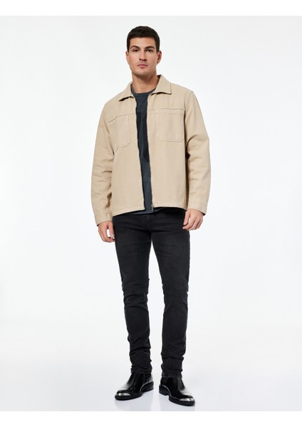 Regular Fit Klasik Yaka Cepli Pamuklu Fermuarlı Gömlek Ceket fiyatları