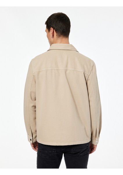 Regular Fit Klasik Yaka Cepli Pamuklu Fermuarlı Gömlek Ceket fırsatları