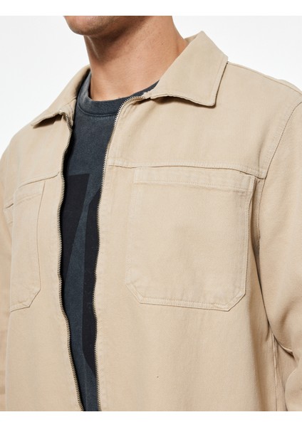 Regular Fit Klasik Yaka Cepli Pamuklu Fermuarlı Gömlek Ceket indirimleri