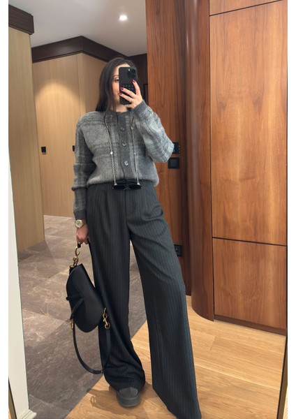 Çizgili Premium Palazzo- Antrasit fiyatları