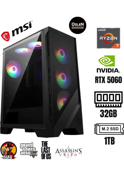 Xl1 - Ryzen 7 5700X | 32GB Ram | 1tb M.2 SSD | Rtx 5060 8gb Oyuncu Masaüstü Bilgisayarı