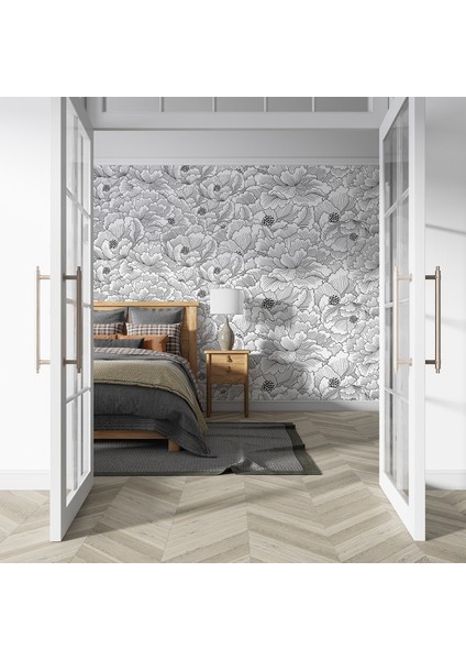 Eskiz Çiçek Motifliduvar Kağıdı -Isı ve Ses Yalıtımı Yırtılmaz fiyatları