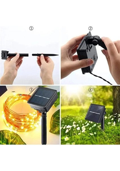 Güneş Enerjili 20 Metre Peri LED Işık 200 LED 8 Mod Dış Mekan Ağaç Balkon Solar Bahçe Aydınlatma modelleri
