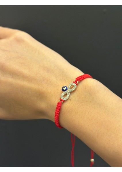 Zirkon Taş Işleme Sonsuzluk Kırmızı Makrome Ip Bileklik