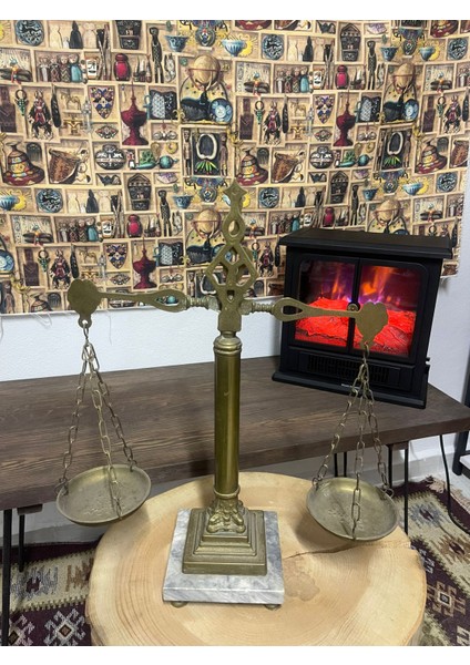 -Mermer Tabanlı Antika Adalet Terazisi-Dekoratif&koleksiyonluk fırsatları