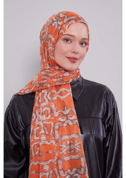 Turuncu Leopar Desen Vivian Şal modelleri
