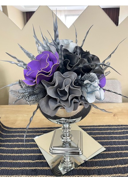Gümüş Ayaklı Mor Eva Aranjman(AYNA DAHİL DEĞİLDİR.)