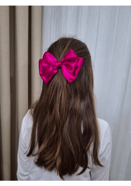 Kadın 3’lü Fiyonk Saç Tokası Seti + Scrunchie Hediyeli - Büyülü Fuşya modelleri