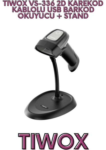 VS-336 2D KAREKOD KABLOLU USB BARKOD OKUYUCU + STAND