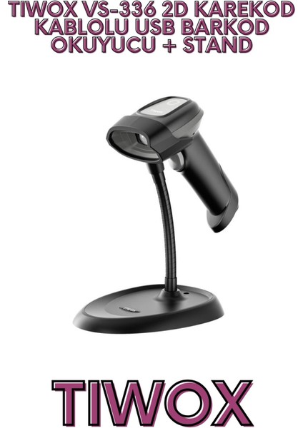 VS-336 2D KAREKOD KABLOLU USB BARKOD OKUYUCU + STAND fiyatları