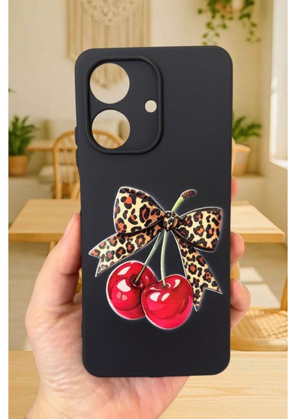 Realme Note 60 Uyumlu Kiraz Leopar Fiyonk Desenli Silikon Darbe Emici Rubber Kılıf fiyatları