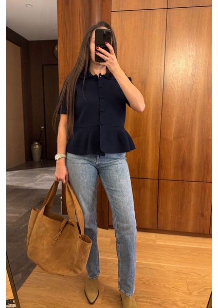 Pileli Tasarım Hırka- Lacivert fiyatları