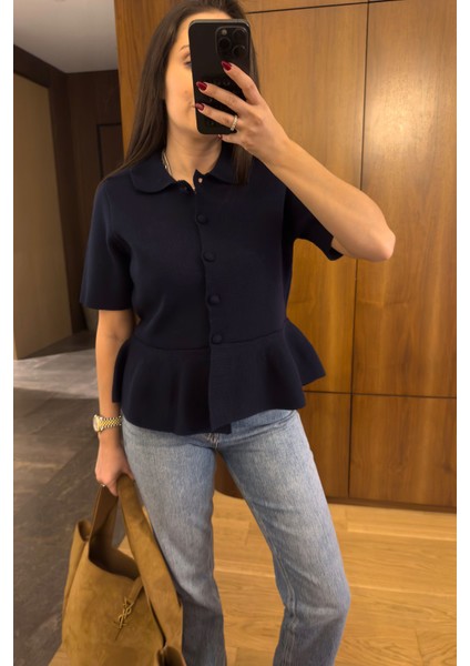 Pileli Tasarım Hırka- Lacivert modelleri