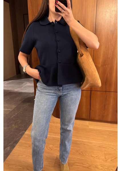 Pileli Tasarım Hırka- Lacivert fırsatları