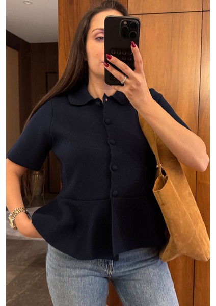 Pileli Tasarım Hırka- Lacivert indirimleri