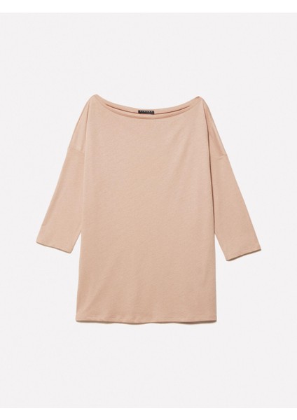 Modal Karışımlı Kayık Yaka Regular Fit T-Shirt Kadın Sütlü Kahve T-Shirt - 325P3QU4L12EE modelleri