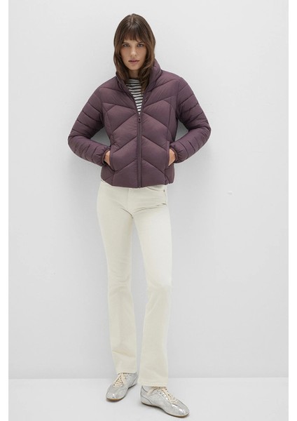 Slim Fit Dik Yaka Kapitoneli Astarlı Şişme Mont Bayan Mont 110698