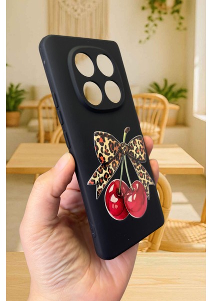 Xiaomi Redmi Note 14 Pro 4g Uyumlu Kiraz Leopar Fiyonk Desenli Silikon Darbe Emici Rubber Kılıf modelleri