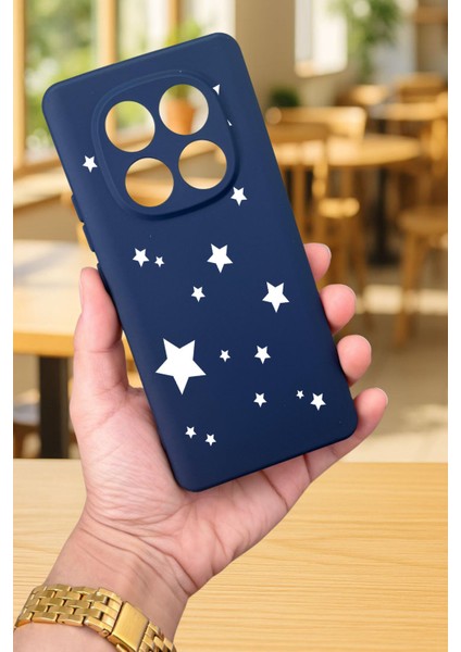 Xiaomi Redmi Note 14 Pro 4g-Mini Yıldız Desenli Silikon Darbe Emici Klasik Korumalı Rubber Kılıf