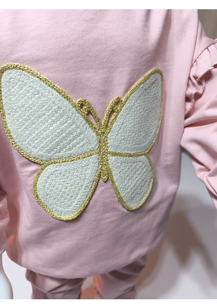 Kız Çocuk Alt Üst Takım Kolu Fırfırlı El Nakışı Kabartma Çiçek %100 Pamuk fırsatları