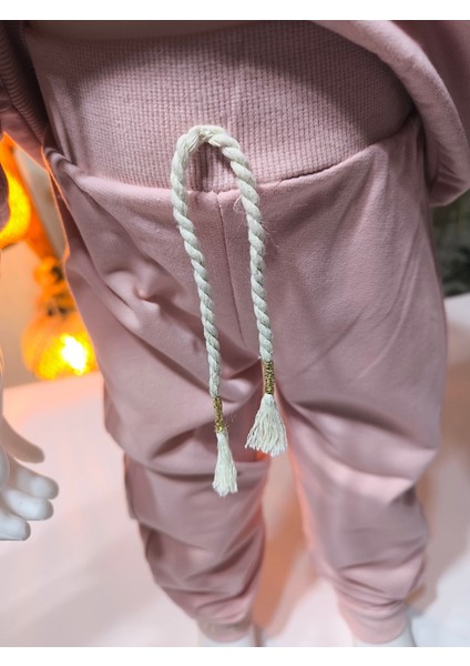 Kız Çocuk Alt Üst Takım Kolu Fırfırlı El Nakışı Kabartma Çiçek %100 Pamuk