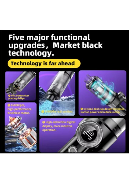 Turbo Digital 120W Ultra Emiş Araç Ev Araba Süpürgesi Çok Uzun Şarj Süresi Turbo Çift Motor fırsatları