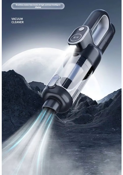 Turbo Digital 120W Ultra Emiş Araç Ev Araba Süpürgesi Çok Uzun Şarj Süresi Turbo Çift Motor
