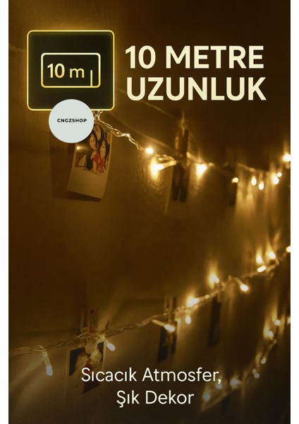 10 Metre Fişli Sarı LED Işık – Yılbaşı Noel Çam Ağacı Balkon ve Salon Dekorasyon Süsleme Ampülü fırsatları