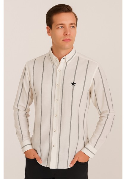 Erkek Ncb Çizgili Keten Gömlek fırsatları