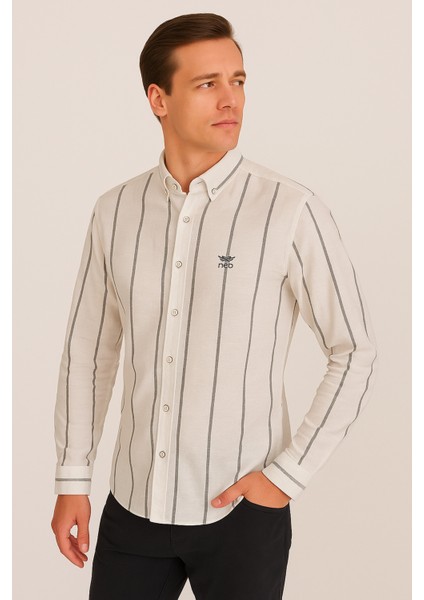 Erkek Ncb Çizgili Keten Gömlek indirimleri