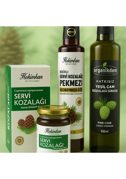 Servi Kozalağı Seti (Servi Kozalağı Macun + Kekik & Servi Kozalaklı Pekmez + Servi Kozalağı Sirke)