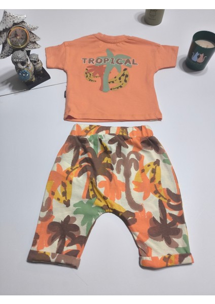 Çocuk Unisex Kız Erkek Şortlu (Kapri) Takım Kreş %100 Pamuk Rahat Tarz Tasarım Premium