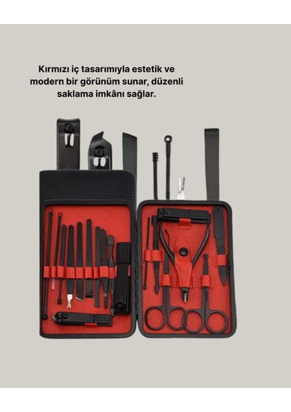 Şık Kutu Tasarımlı 17 Parça Manikür Pedikür Seti Dayanıklı ve Hijyenik - M158R628-K13158 fırsatları