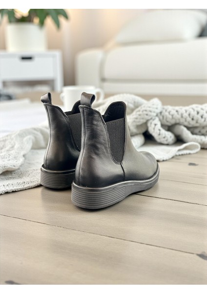 R25-505 Siyah Hakiki Deri Tam Ortopedik Kadın Bot fırsatları