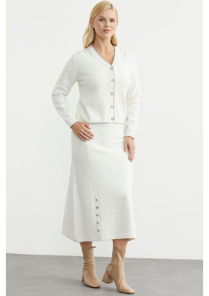 Kloş Etek Hırka Triko Takım - Kemik modelleri