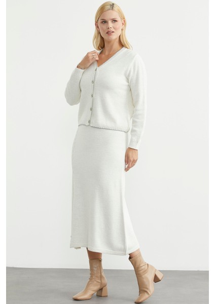 Kloş Etek Hırka Triko Takım - Kemik fırsatları