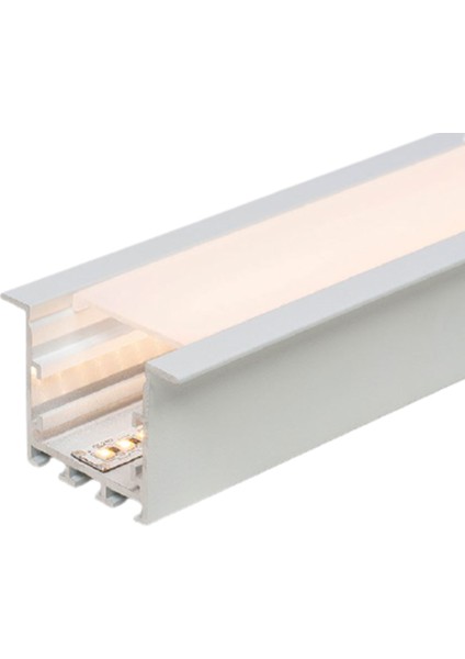 LED Kanal Profil Alüminyum Sıva Altı Kasa 2 Metre 2185 Sa 40X48MM Opak Pleksi Yan Kapak ve Yay Dahil