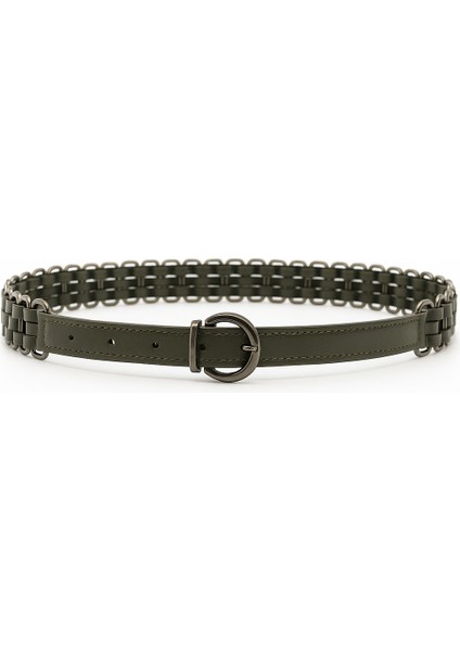 Kadın Suni Deri Zincir Örgü Detaylı Kemer – Metal Halkalı Şık ve Trend Model modelleri