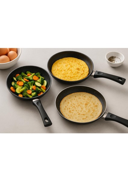 Dokum Granıt Saplı Tava Seti-20 Cm-22 Cm-24 cm