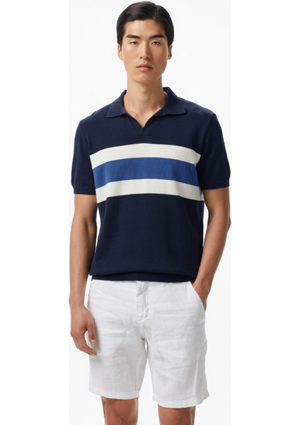 Erkek Lacivert Classic Fit Çizgili Triko