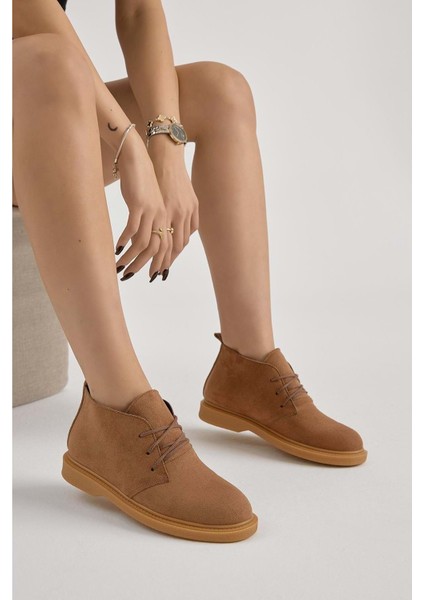 Bağcıklı Bilek Boy Klasik Termo Taban Bot - Taba Süet - 38